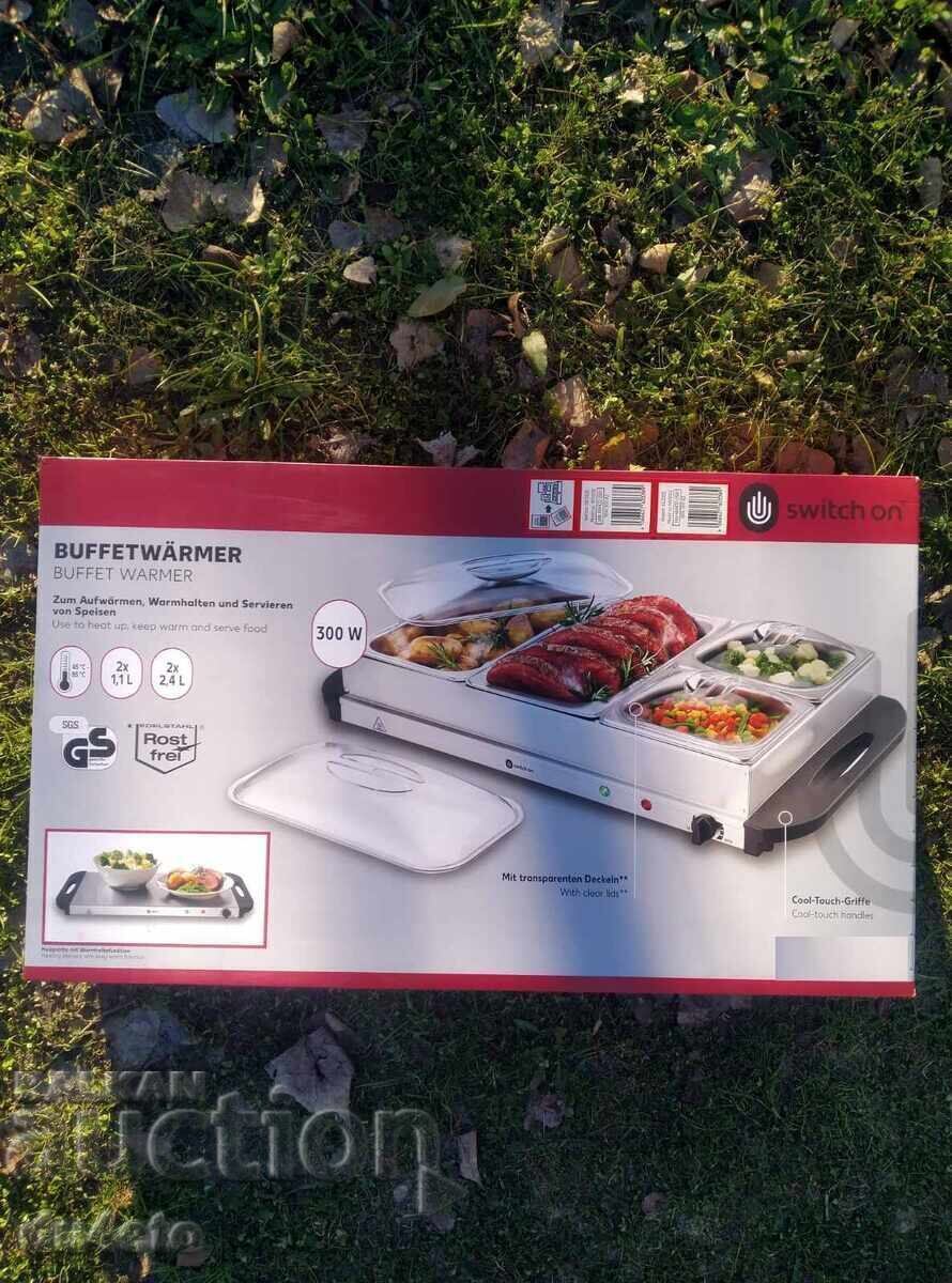 Aparat de încălzit mâncare bufet vitrină caldă bain marie 300W