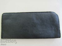 Black genuine leather eyeglass case