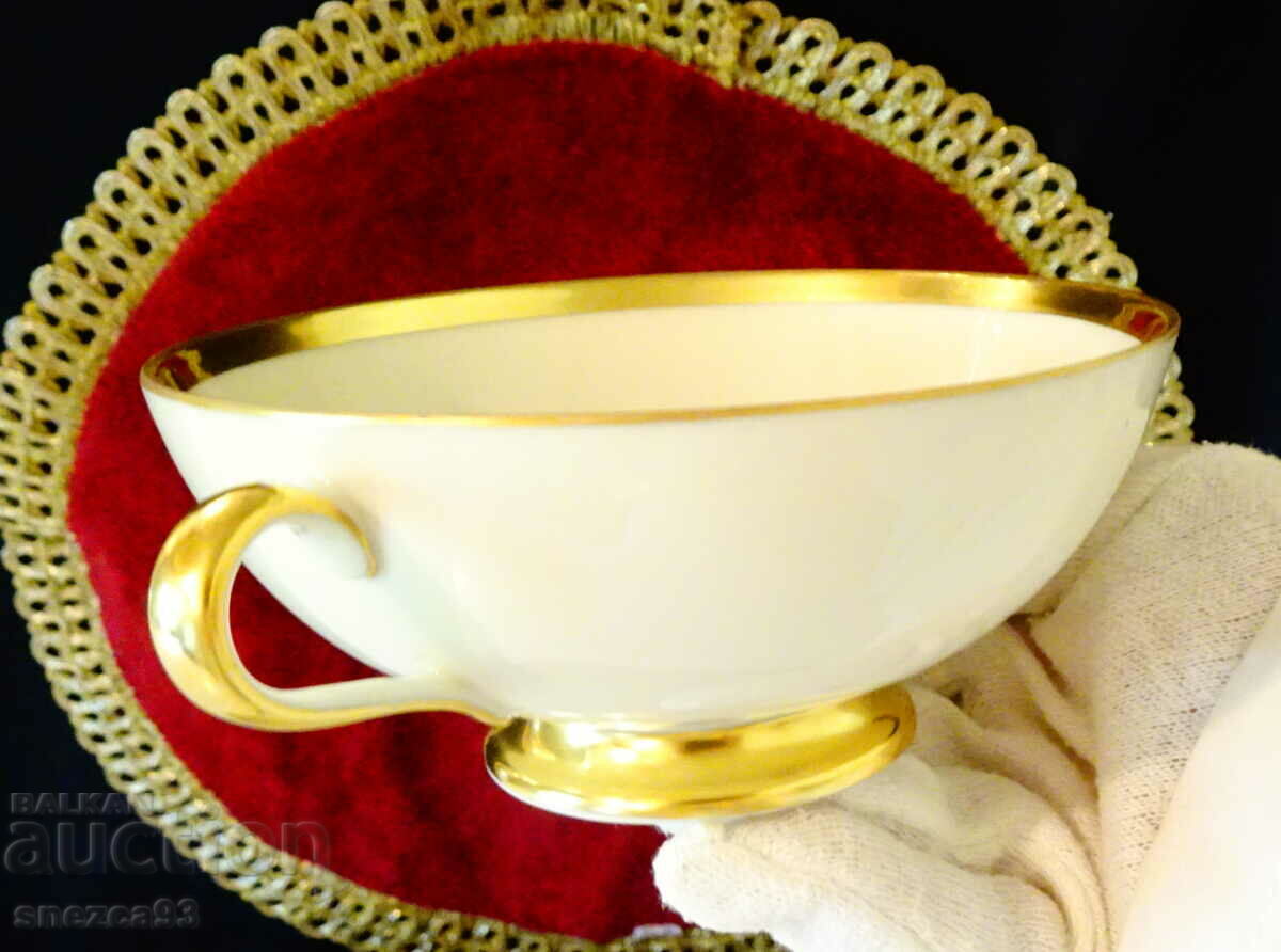 Furstenberg porcelain soup bowl, gold.
