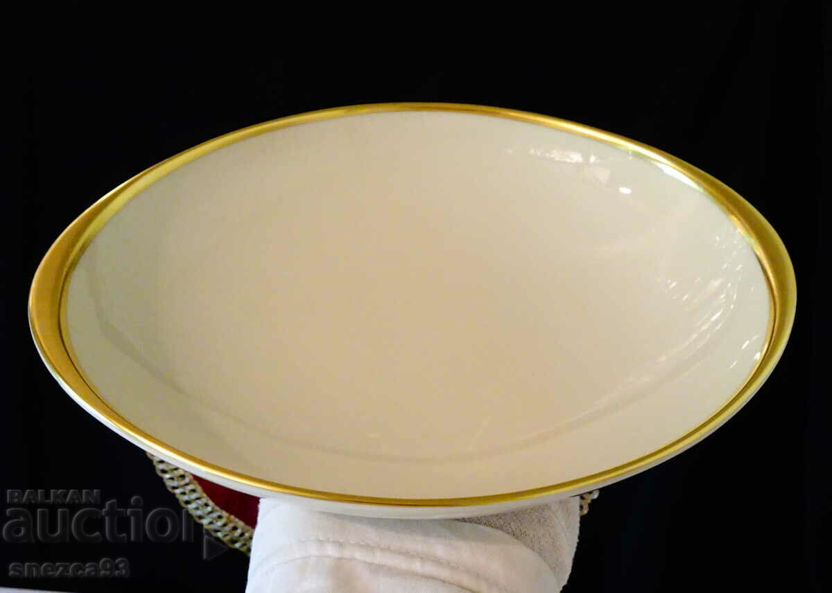 Furstenberg deep oval platter, gold.