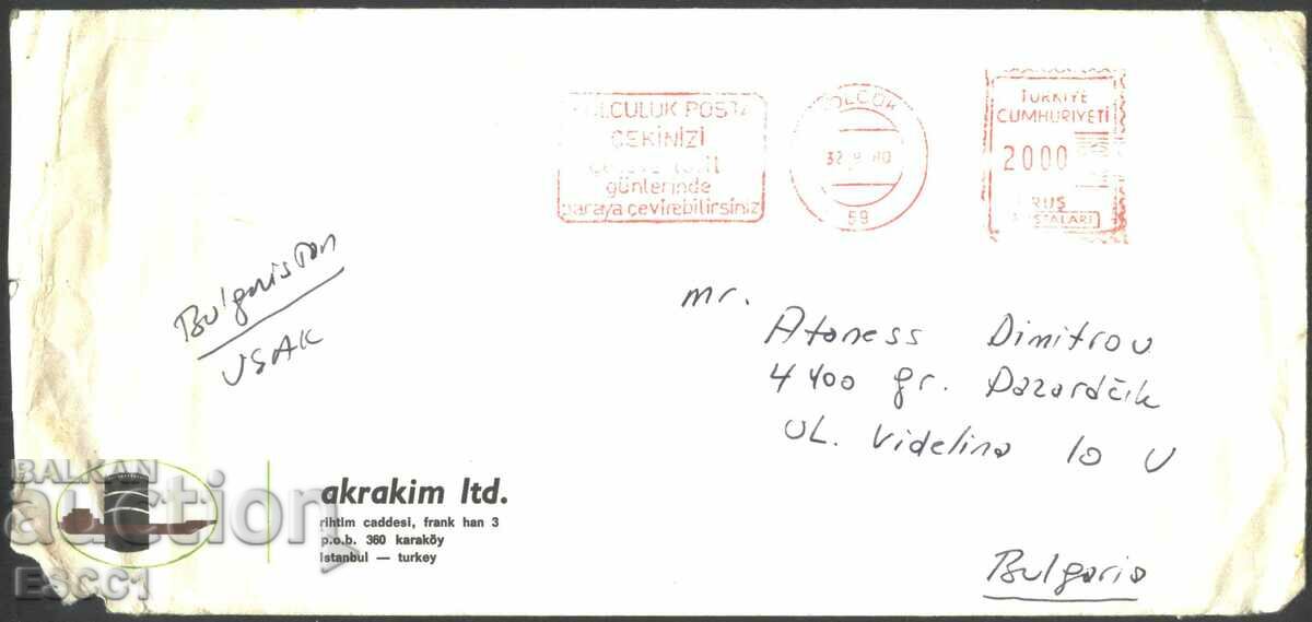 Traveled envelope 1980 from Turkey