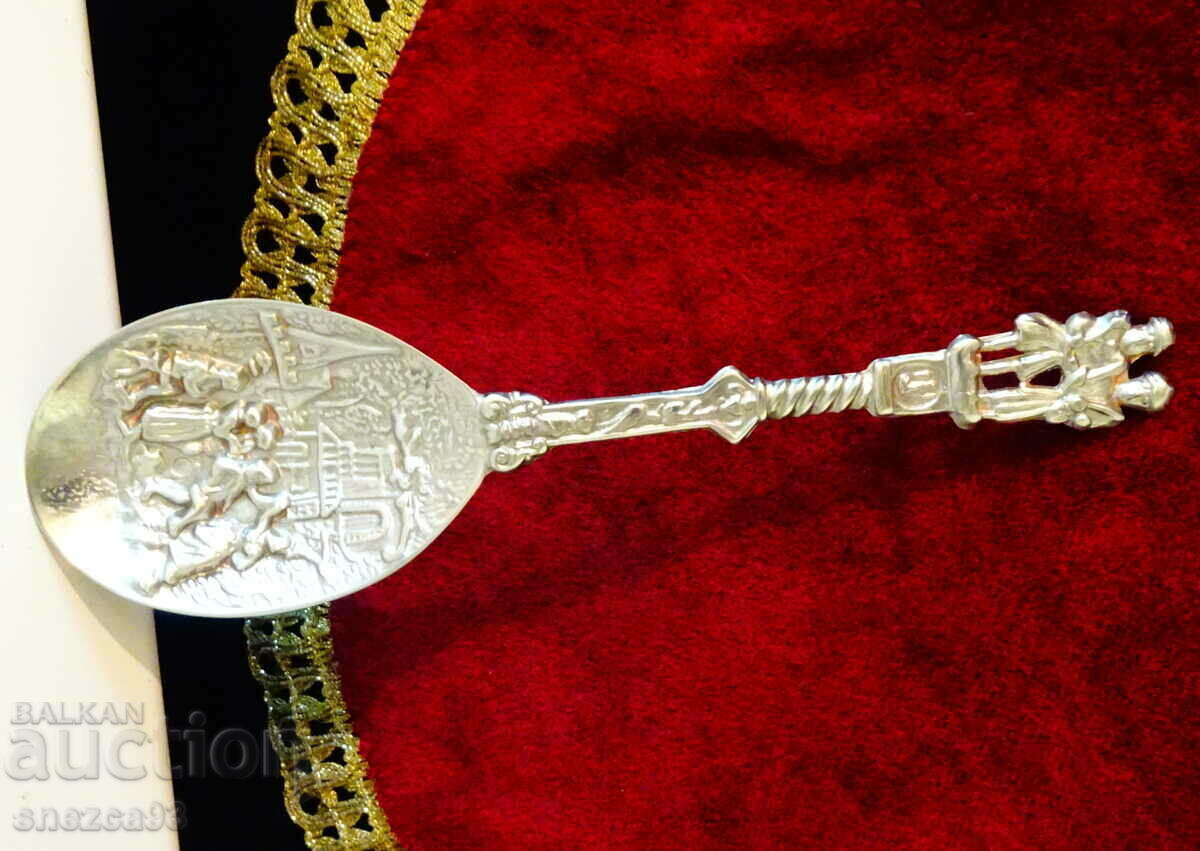 Wedding spoon made of pewter with figures of a family, pewter wedding Wedding spoon made of pewter with figures of a family, pewter wedding