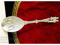 Family, marital tin spoon with figures, wedding, anniversary.