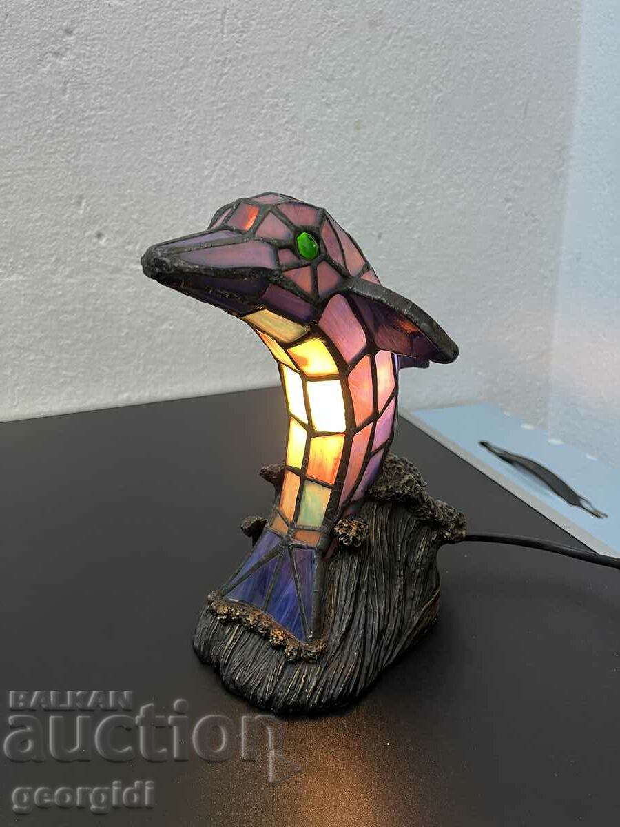 Tiffany style stained glass table lamp. #5743