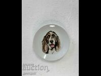 Porcelain wall plate with a dog. #5747