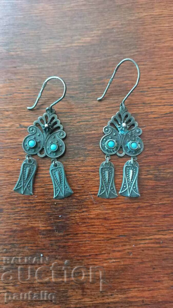 OLD SILVER EARRINGS MARKED TURQUOISE