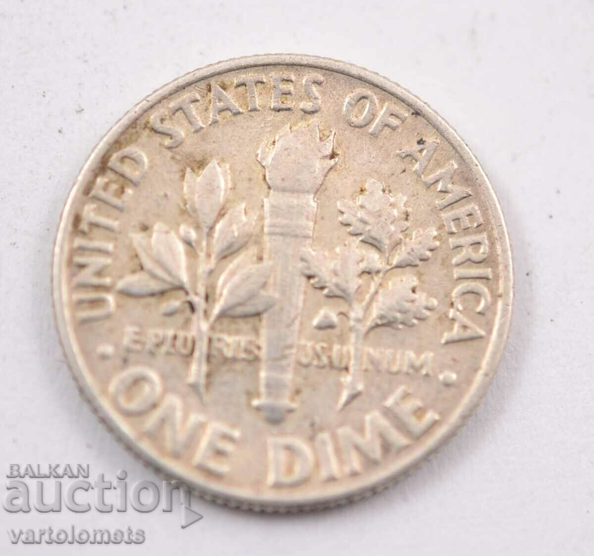 1 дайм 1964 - САЩ Сребро , 2.6g, ø 17.91mm