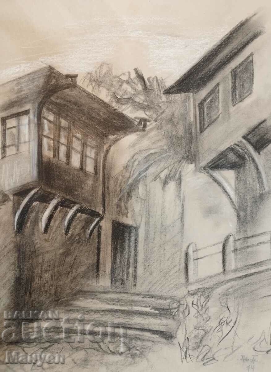 Painting "Through old Plovdiv" Zhivka Peycheva.