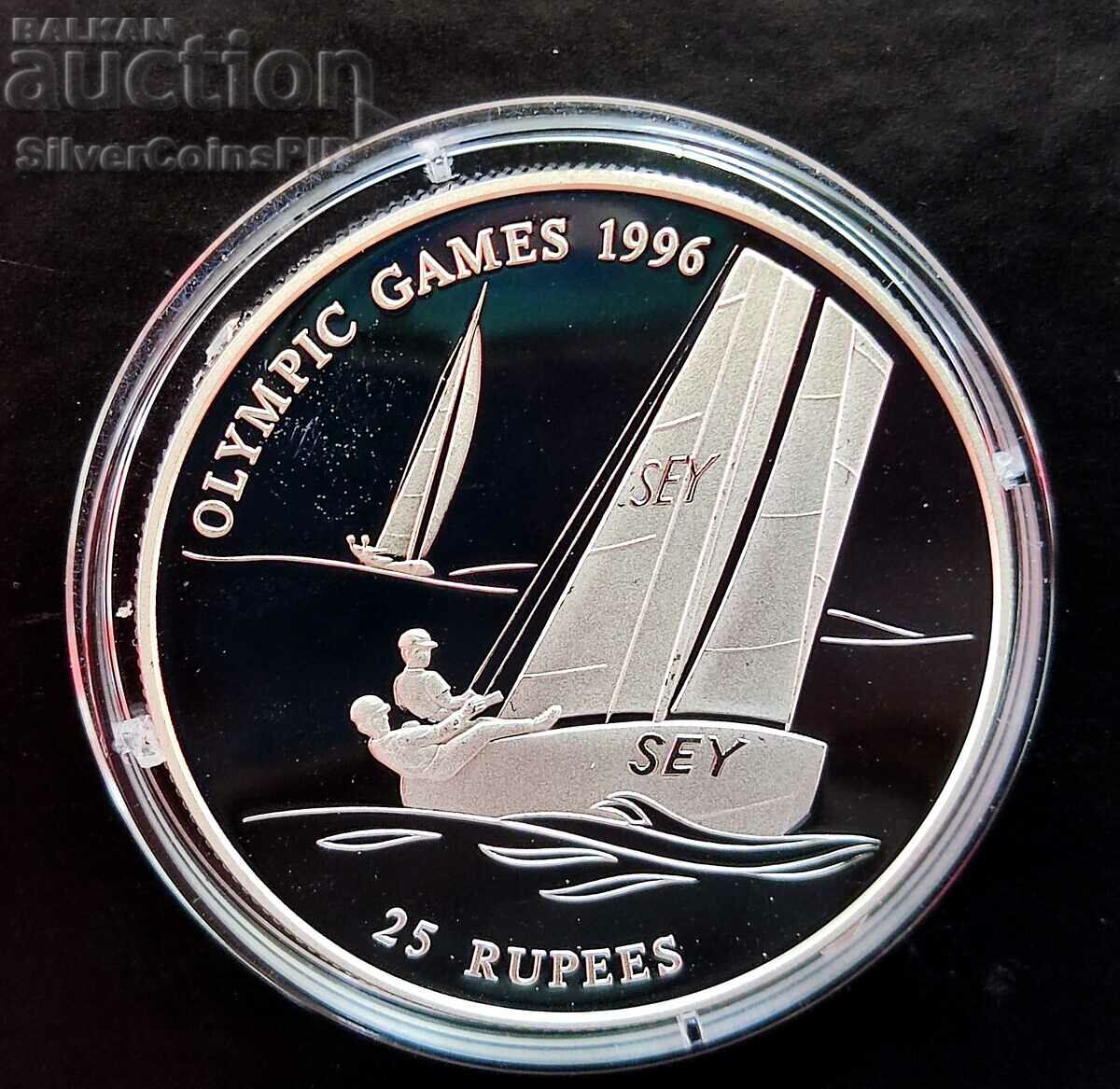 Сребро 25 Рупии Ветроход Олимпиада 1995 Сейшели