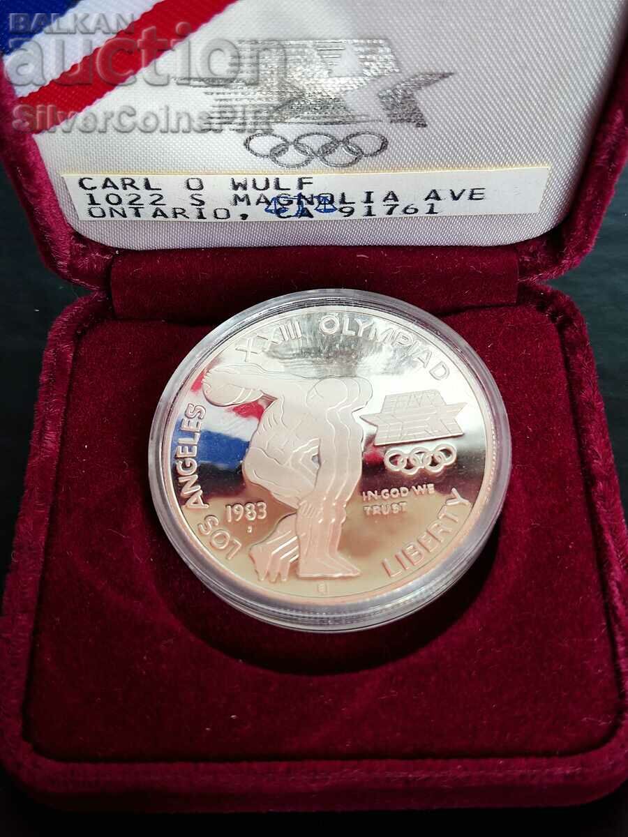 Argint 1 dolar Olimpiada Proof 1983 S SUA
