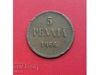 Rusia/pentru Finlanda/5 pence 1866-revers este zgâriat