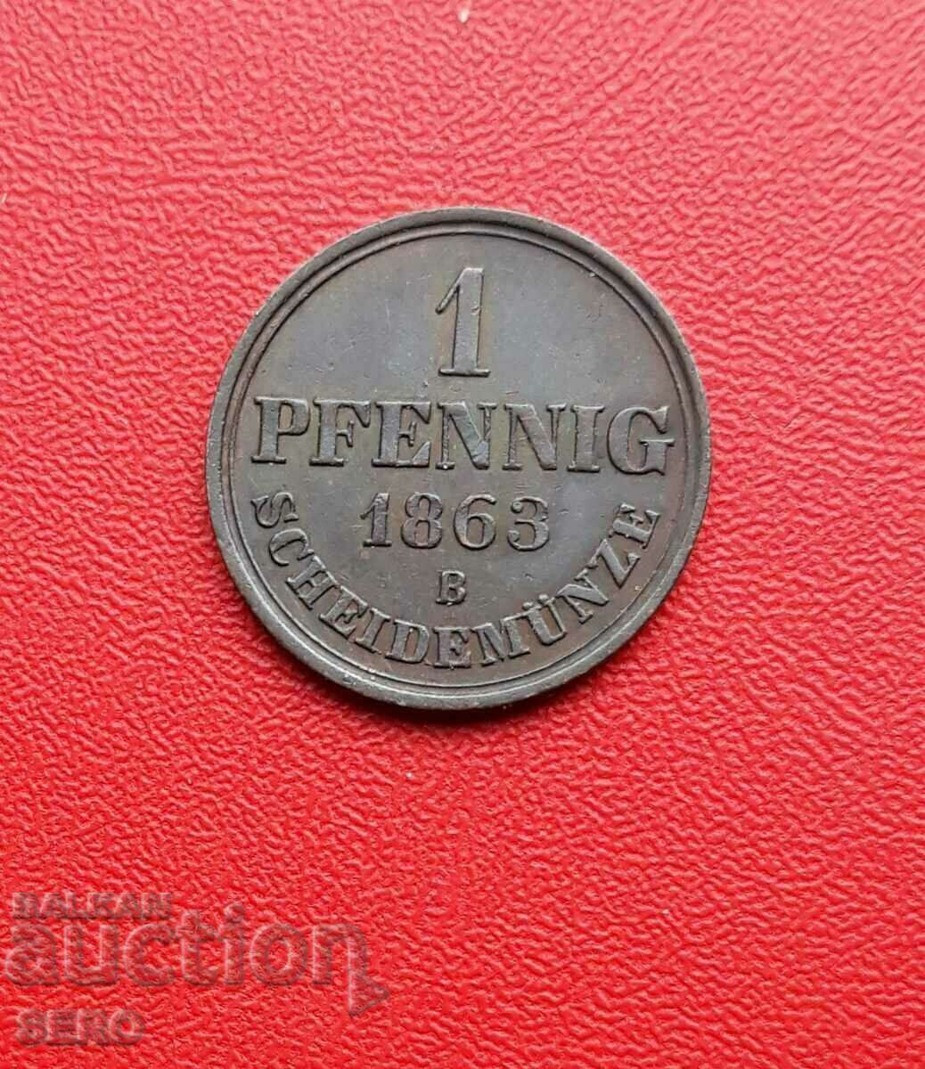 Germany-Hanover-1 pfennig 1863-ext. preserved