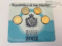 San Marino 20, 50 de cenți de euro, 1 și 2 euro 2002