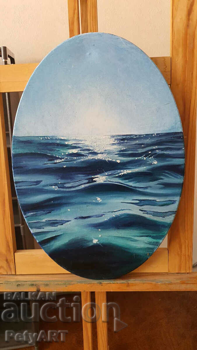 Oil painting, oval subframe "sea"