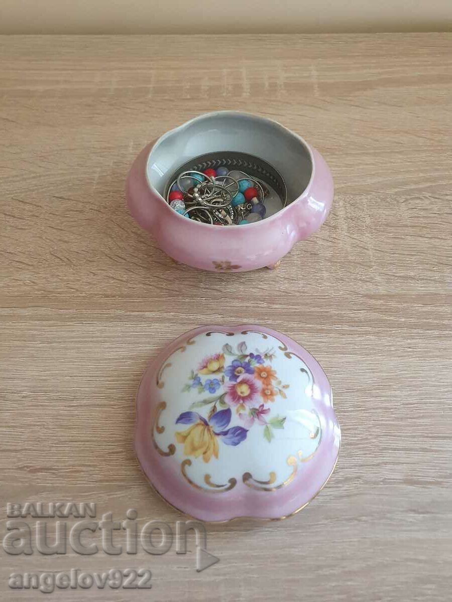 German porcelain jewelry box with jewelry!