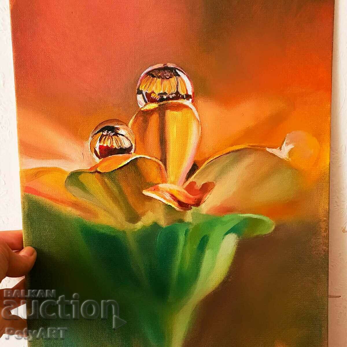 Oil painting, sunflower, 25/30 cm