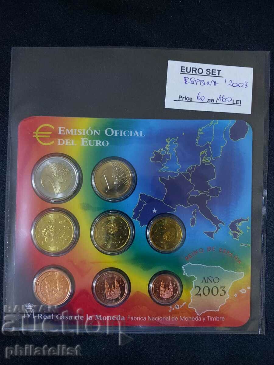 Испания 2003 –Комплектен банков евро сет от 1 цент до 2 евро