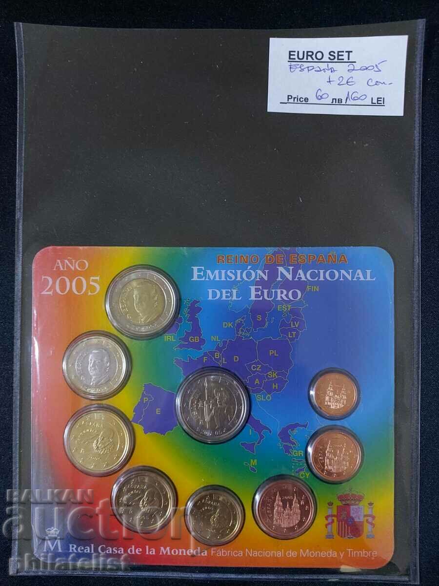 Испания 2005 – Комплектен банков евро сет + 2 евро Дон Кихот