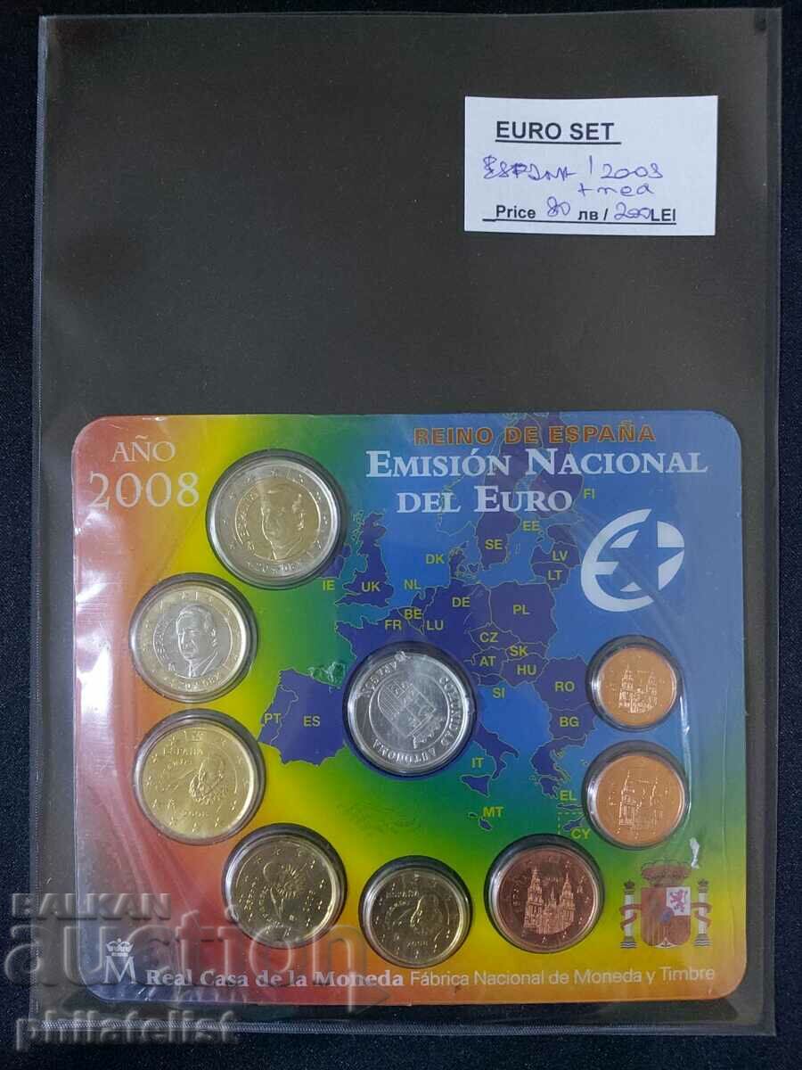Испания 2008 – Комплектен банков евро сет + медал BU