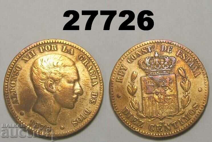 Spain 10 centimos 1878