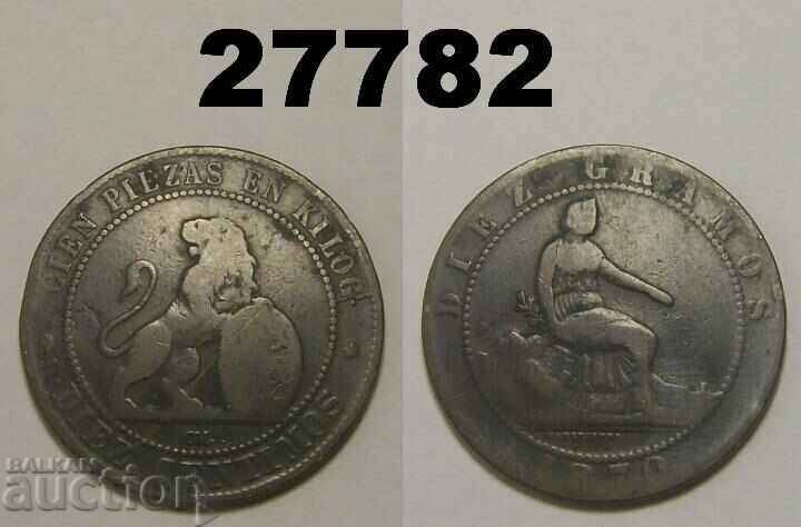 Spain 10 centimos 1870