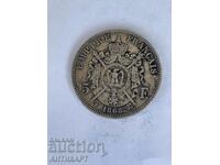 silver coin 5 francs France 1868 silver