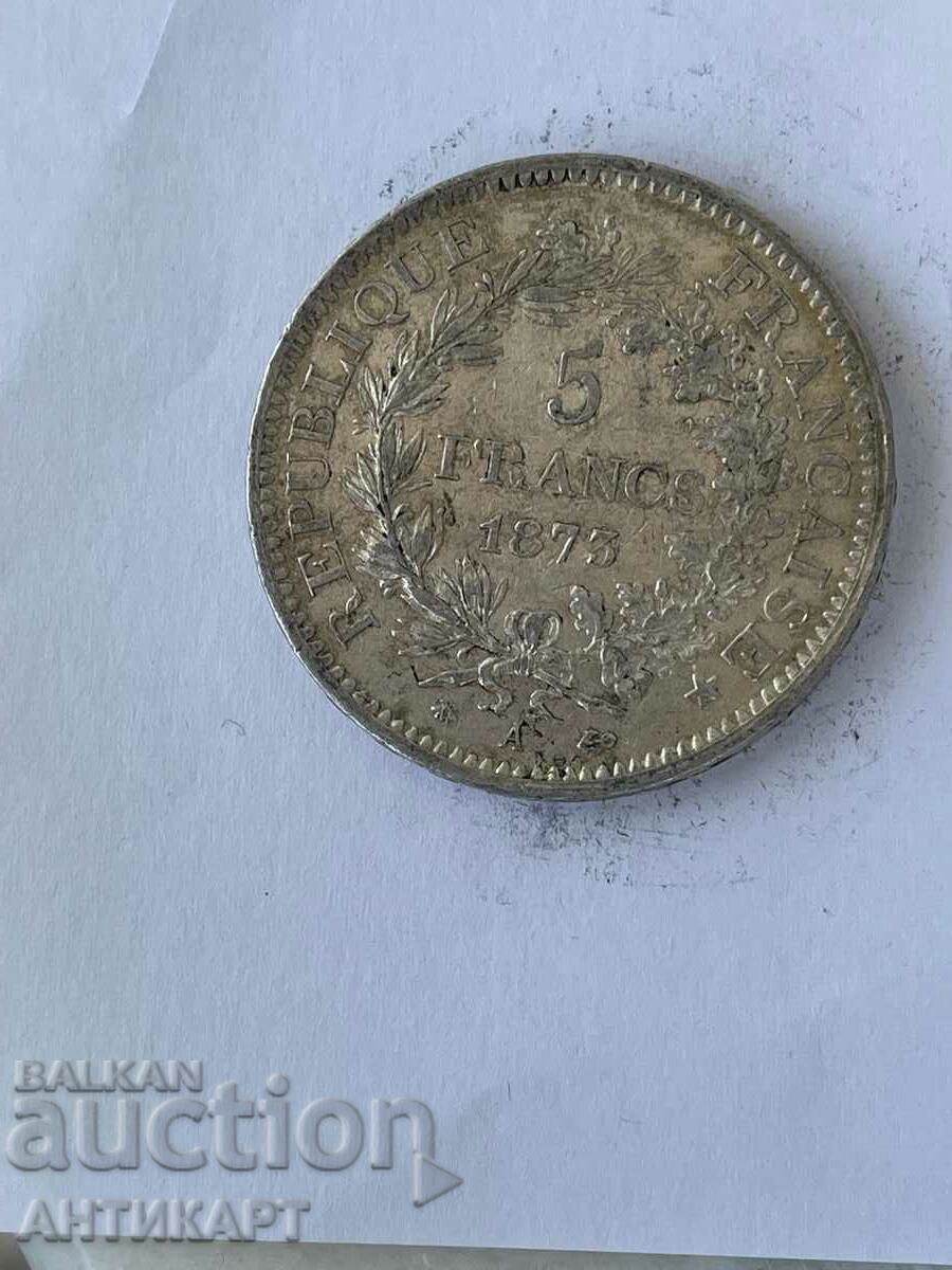 moneda de argint 5 franci Franta 1873 argint