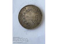 #2 сребърна монета 5 франка Франция 1873 сребро