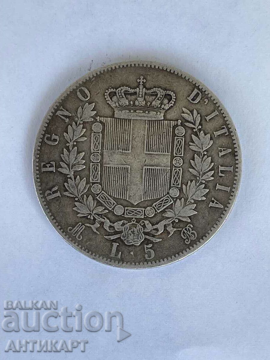 Moneda de argint #2 5 lire Italia 1874 argint