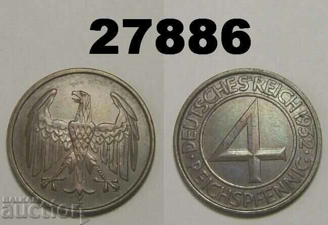 Germania 4 Pfennig 1932 E Excelent