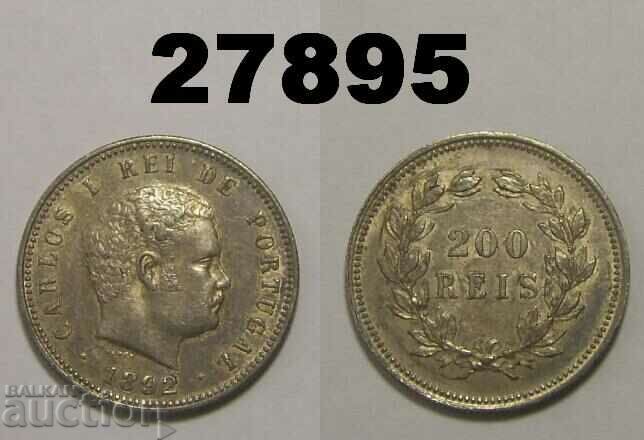 Portugalia 200 reis 1892 Excelent