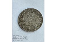 сребърна монета 5 франка Белгия 1874 сребро