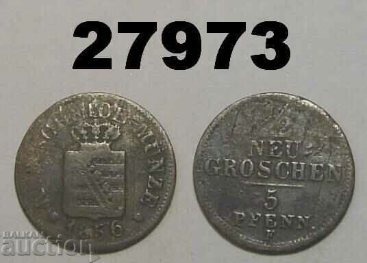 Saxonia 1/2 neu groschen 5 pfennig 1856 F