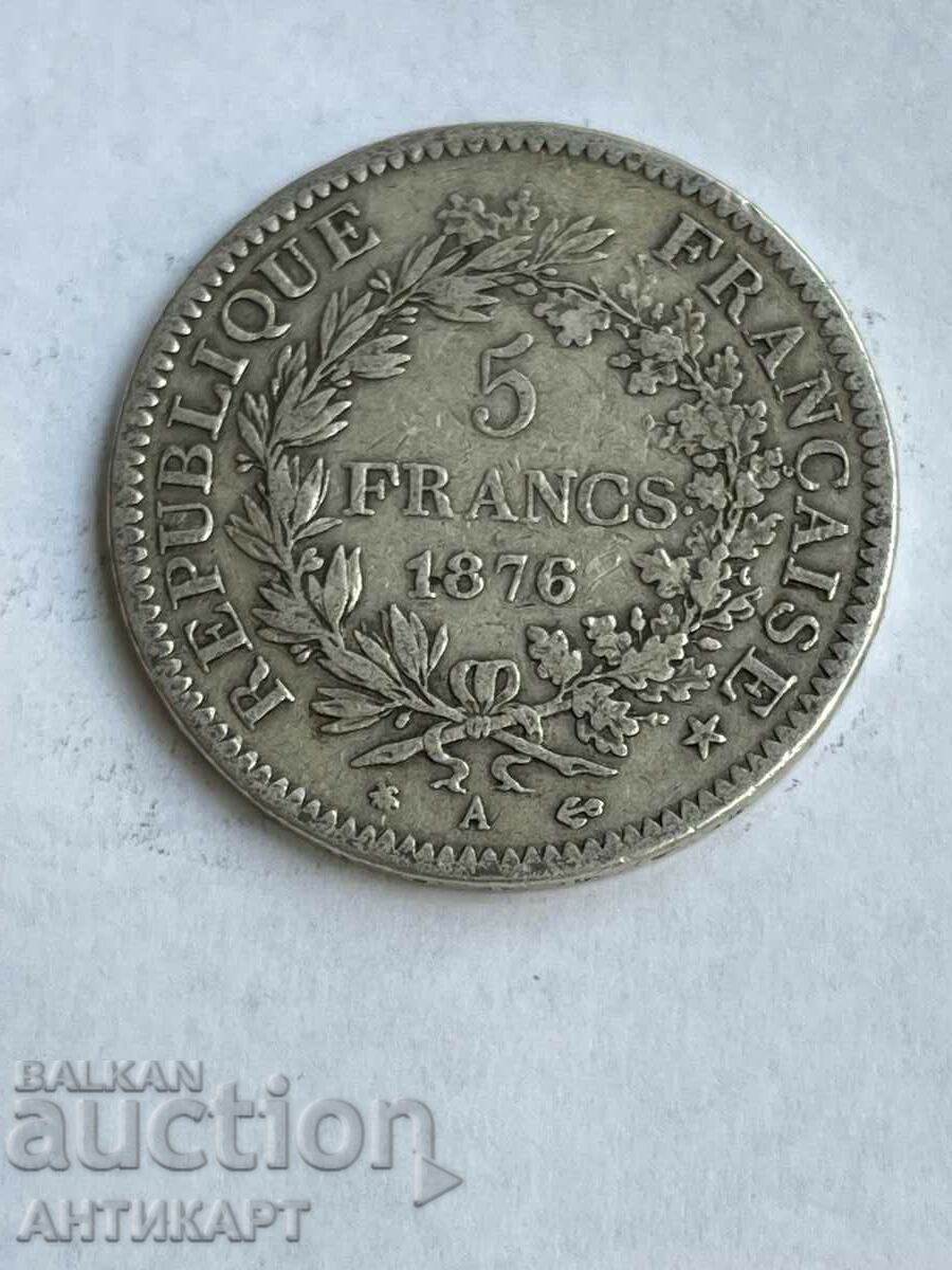 сребърна монета 5 франка Франция 1876 сребро