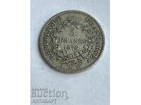 silver coin 5 franc France 1876 silver