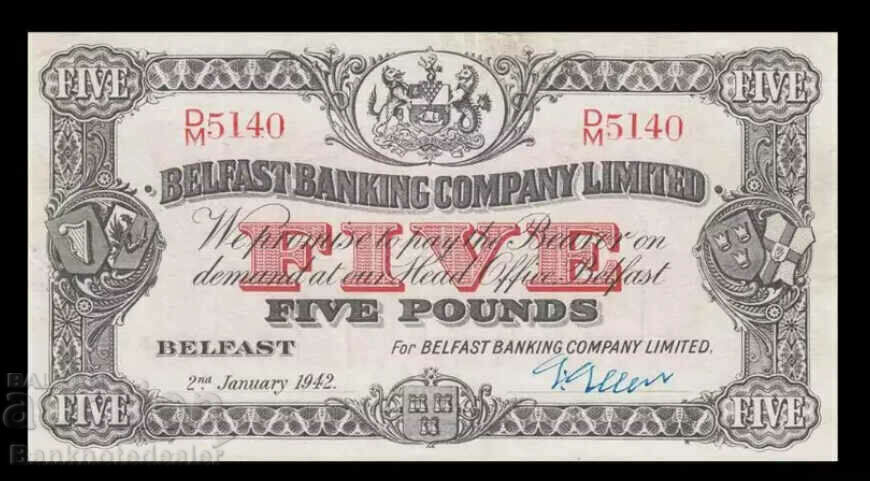 Ireland Northern Belfast Banking Company 5 λίρες 1942