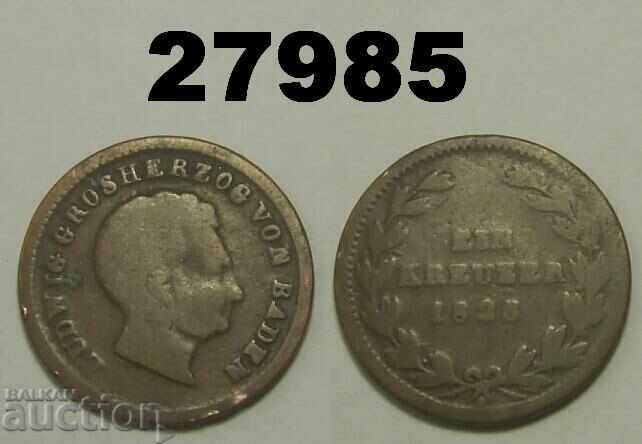 Baden 1 kreuzer 1828 D Germany