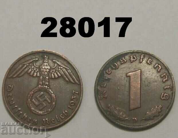 Германия 1 пфениг 1937 D свастика