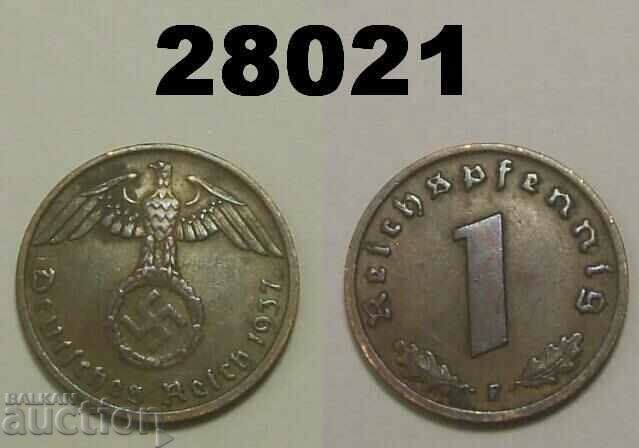 Γερμανία 1 pfennig 1937 F σβάστικα
