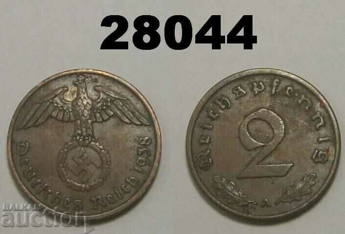 Germany 2 Pfennig 1938 A swastika