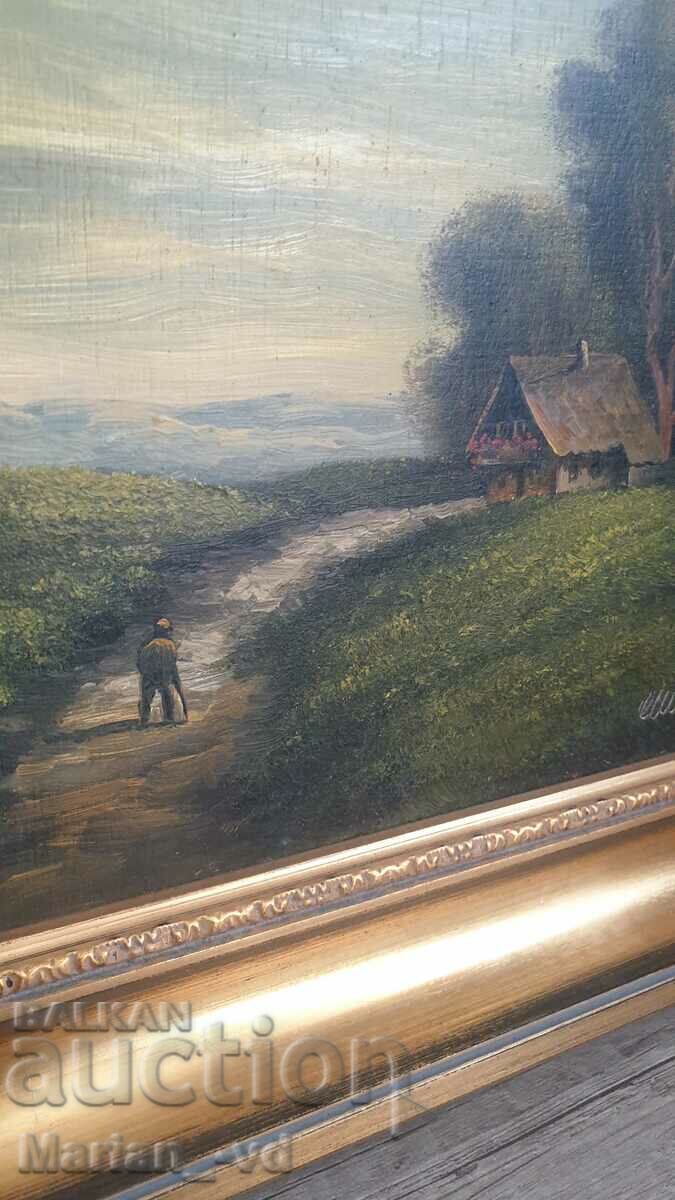 Auction Painting, oil paints, signed Auction Painting, oil paints, signed