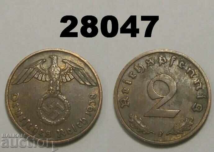 Germany 2 Pfennig 1938 F swastika