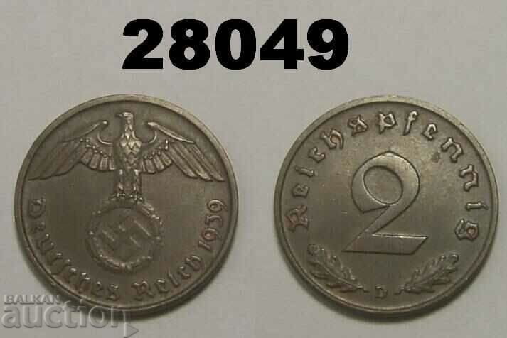 Γερμανία 2 pfennig 1939 D σβάστικα