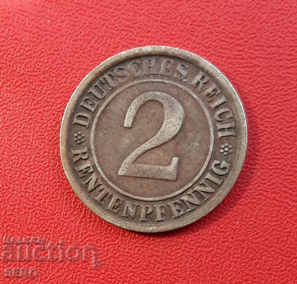 Germany-2 pfennig 1923 F-Stuttgart-rare year