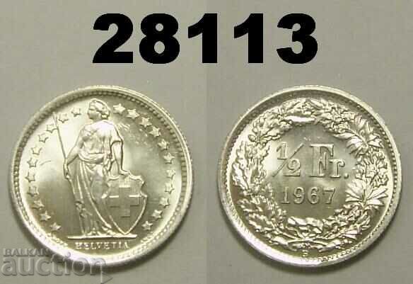 Elveția 1/2 franc 1967 TOP UNC