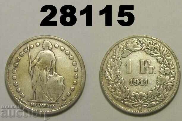Швейцария 1 франк 1911 сребро