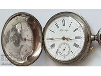 Παλιό ασημί ρολόι τσέπης PAVEL BURE 53mm