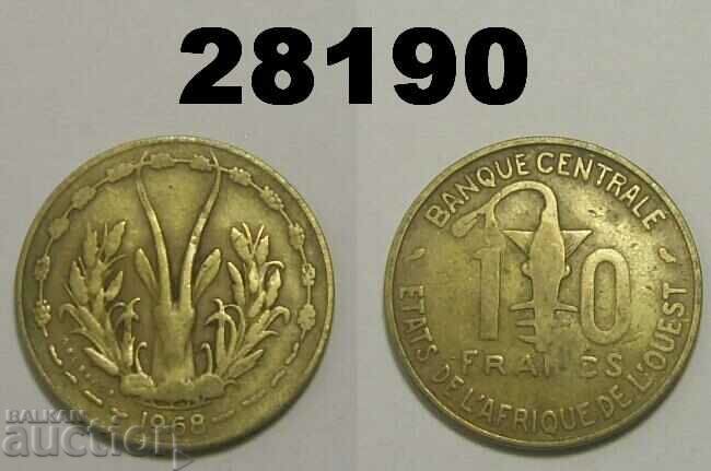 Δυτική Αφρική 10 φράγκα 1968