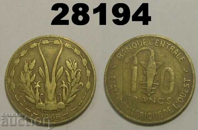 Западна Африка 10 франка 1968