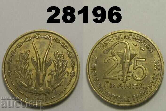 West Africa 25 francs 1957